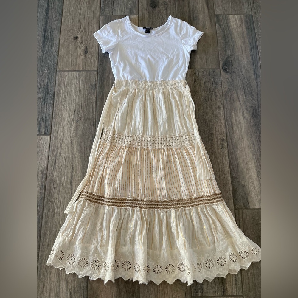 Bohemian Eyelet Maxi Dress in Ivory